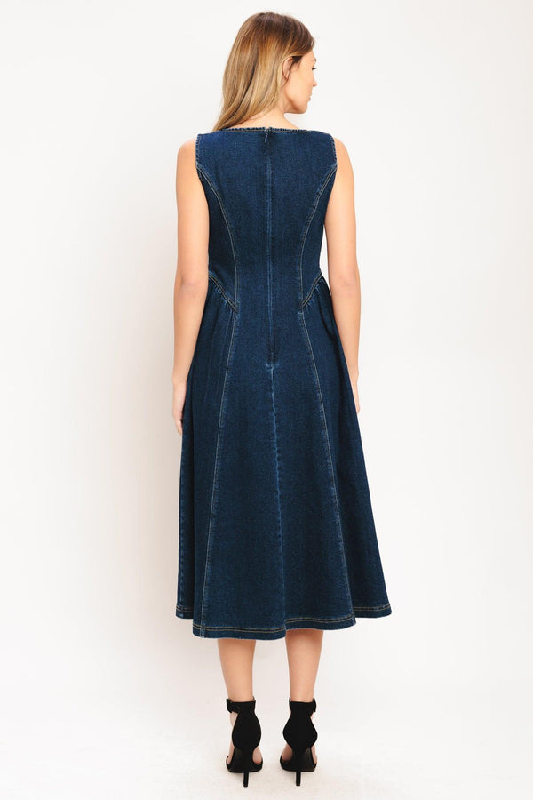 EFFORTLESS POLISH DENIM MIDI DRESS - Glamourous Grace
