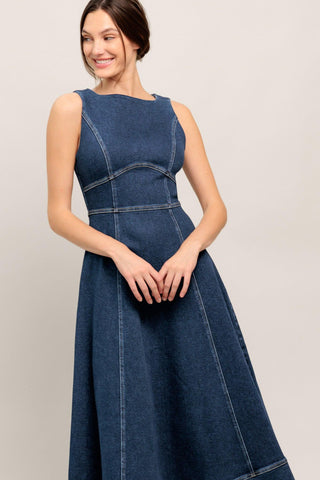 SIMPLE STATEMENT DENIM DENIM MIDI DRESS - Glamourous Grace