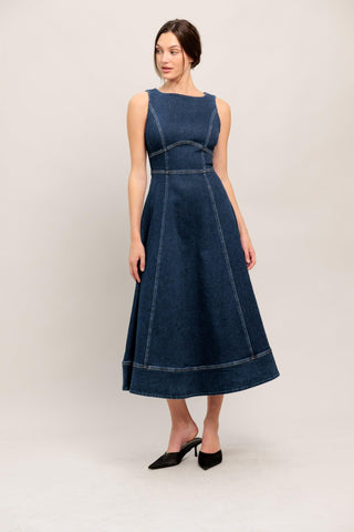 SIMPLE STATEMENT DENIM DENIM MIDI DRESS - Glamourous Grace