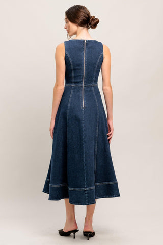 SIMPLE STATEMENT DENIM DENIM MIDI DRESS - Glamourous Grace