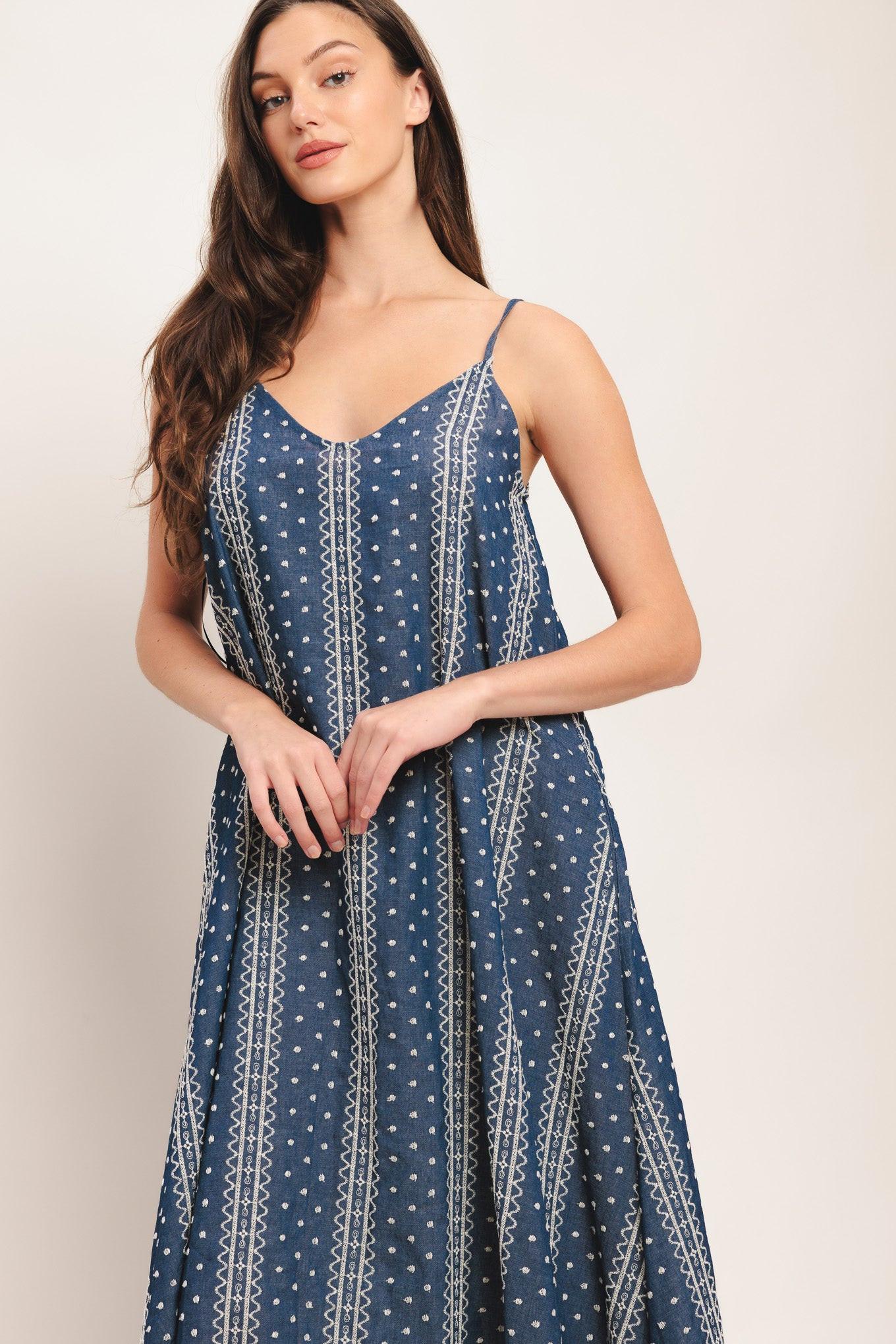 HANDLOOM SKY WOVEN MIDI DRESS - Glamourous Grace