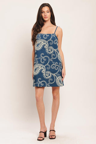 SEA BREEZE PAISLEY DENIM MINI DRESS - Glamourous Grace
