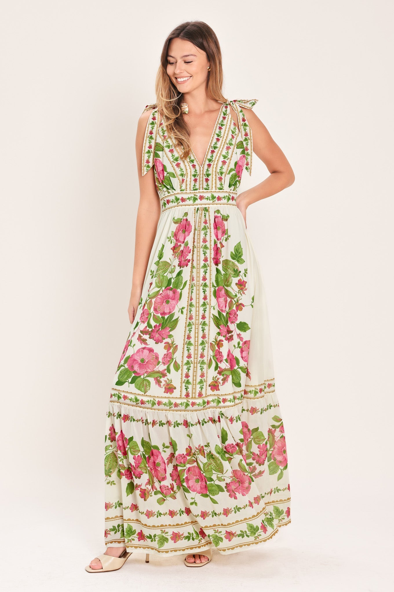 ROSE VINE ROMANCE WOVEN MAXI DRESS - Glamourous Grace