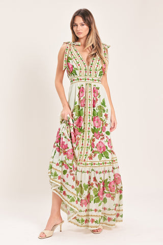 ROSE VINE ROMANCE WOVEN MAXI DRESS - Glamourous Grace