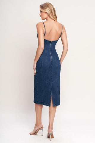 CITY LIGHTS DENIM MIDI DRESS - Glamourous Grace