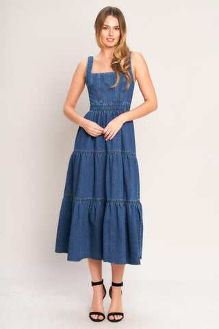 EVERYDAY ROMANCE DENIM MIDI DRESS - Glamourous Grace