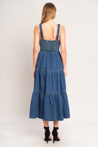 EVERYDAY ROMANCE DENIM MIDI DRESS - Glamourous Grace
