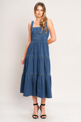 EVERYDAY ROMANCE DENIM MIDI DRESS - Glamourous Grace