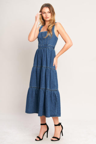EVERYDAY ROMANCE DENIM MIDI DRESS - Glamourous Grace