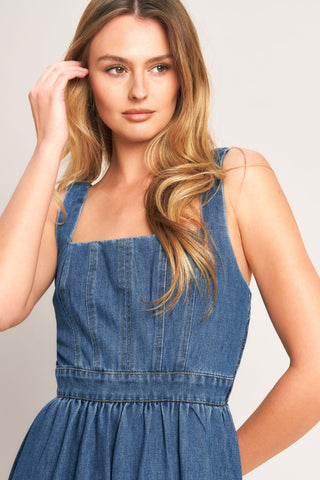 EVERYDAY ROMANCE DENIM MIDI DRESS - Glamourous Grace
