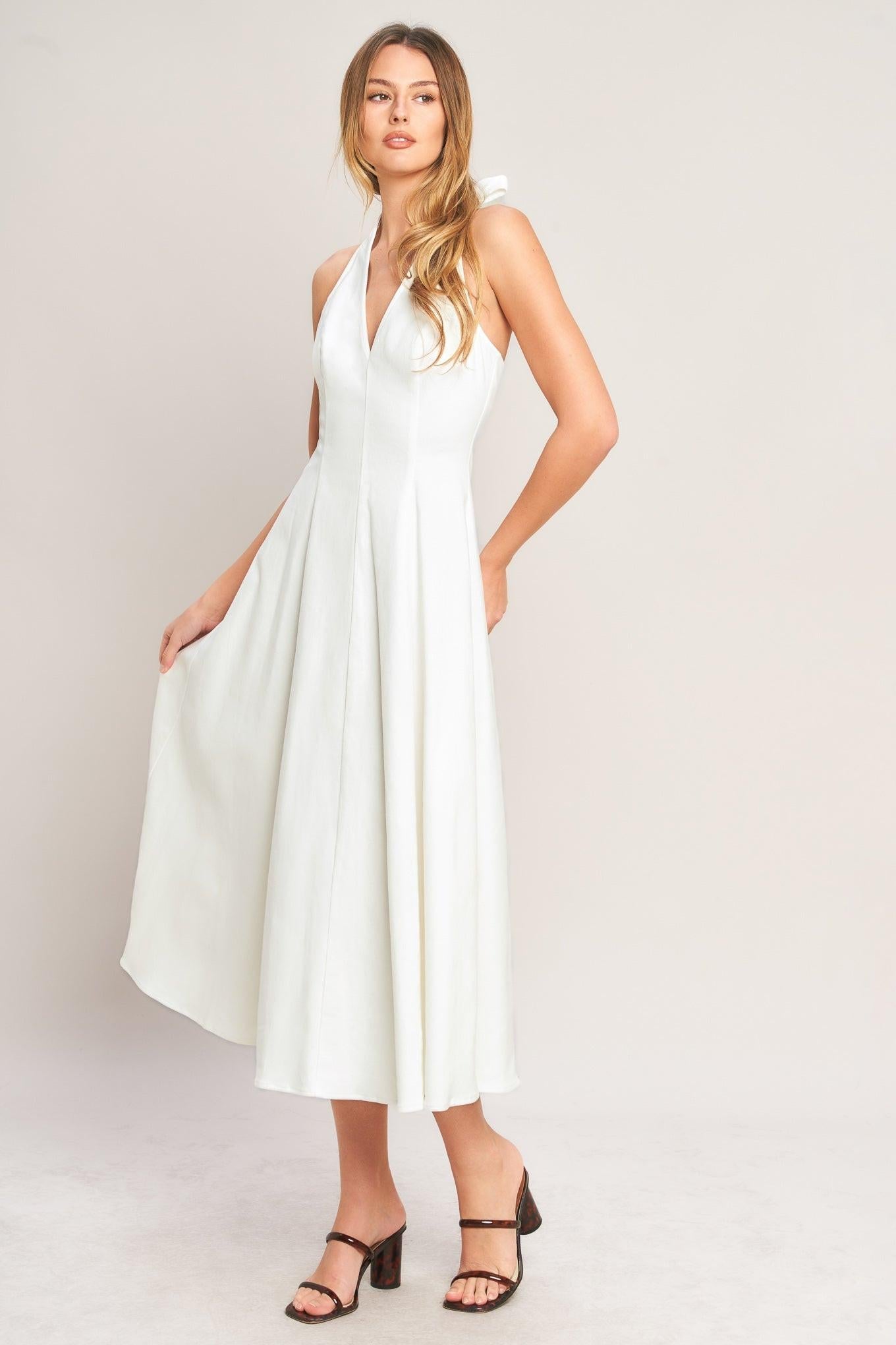SERENE MOMENT WOVEN MIDI DRESS - Glamourous Grace