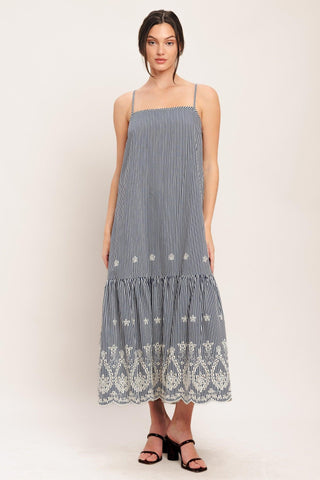STRIPE COVE WOVEN MIDI DRESS - Glamourous Grace