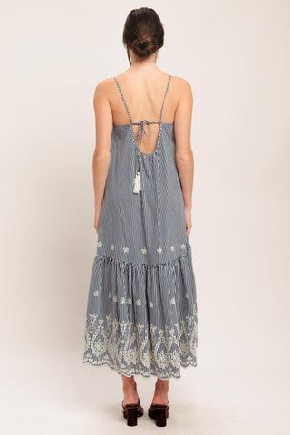 STRIPE COVE WOVEN MIDI DRESS - Glamourous Grace