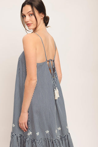STRIPE COVE WOVEN MIDI DRESS - Glamourous Grace