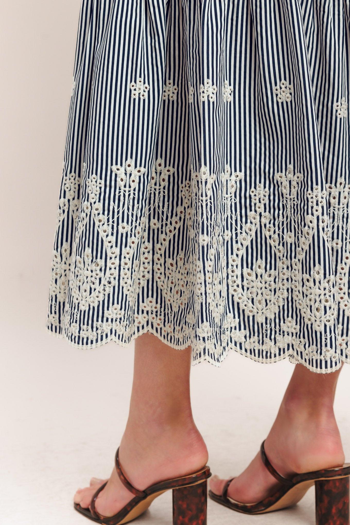STRIPE COVE WOVEN MIDI DRESS - Glamourous Grace