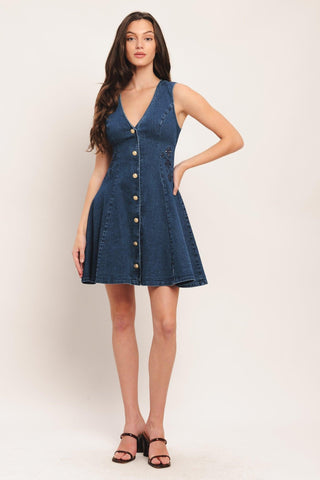 INDIGO FLARE DENIM MINI DRESS - Glamourous Grace