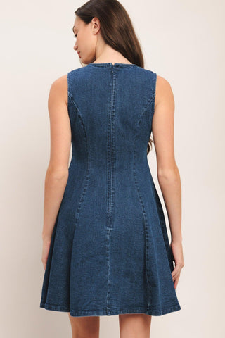 INDIGO FLARE DENIM MINI DRESS - Glamourous Grace