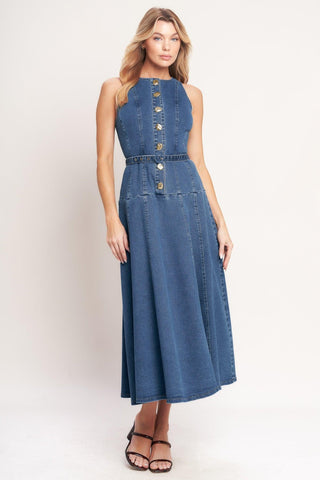 SUNDAY STROLL DENIM MIDI DRESS - Glamourous Grace