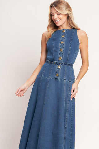 SUNDAY STROLL DENIM MIDI DRESS - Glamourous Grace