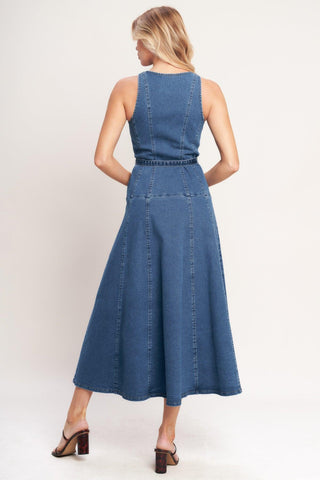 SUNDAY STROLL DENIM MIDI DRESS - Glamourous Grace