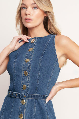 SUNDAY STROLL DENIM MIDI DRESS - Glamourous Grace