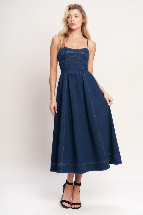THE EVERYDAY ICON DENIM MIDI DRESS - Glamourous Grace
