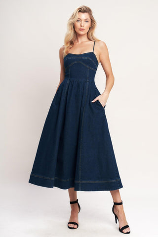 THE EVERYDAY ICON DENIM MIDI DRESS - Glamourous Grace