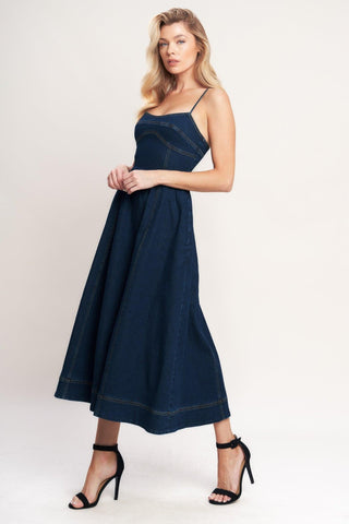 THE EVERYDAY ICON DENIM MIDI DRESS - Glamourous Grace