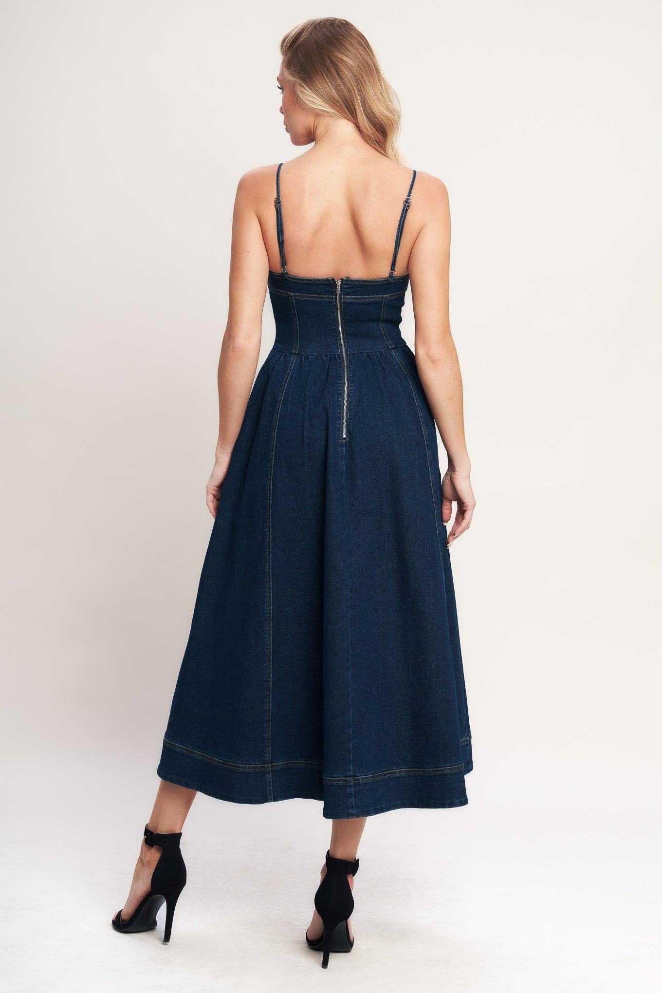 THE EVERYDAY ICON DENIM MIDI DRESS - Glamourous Grace