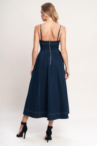 THE EVERYDAY ICON DENIM MIDI DRESS - Glamourous Grace