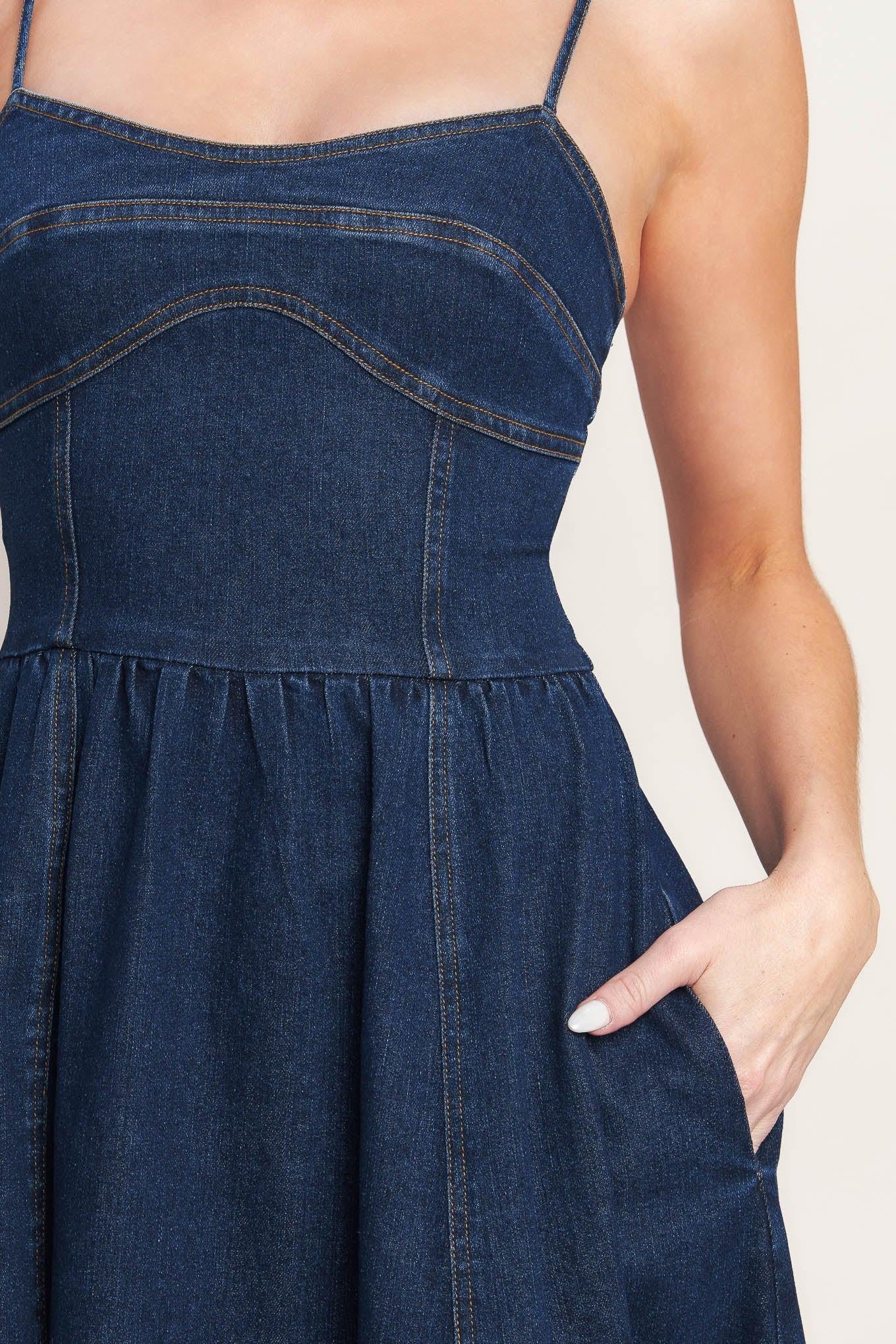 THE EVERYDAY ICON DENIM MIDI DRESS - Glamourous Grace