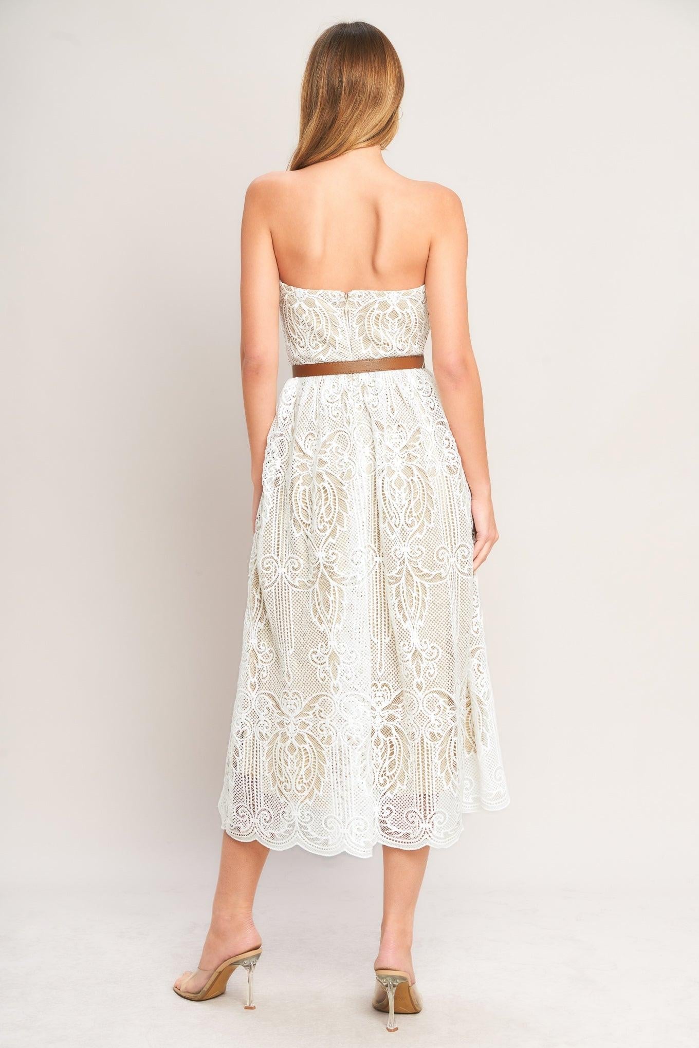 ELEGANT GARDEN WOVEN LACE MIDI DRESS - Glamourous Grace