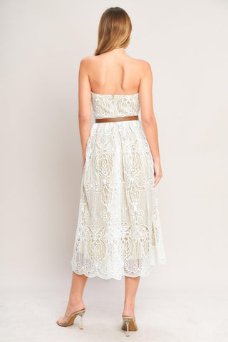 ELEGANT GARDEN WOVEN LACE MIDI DRESS - Glamourous Grace