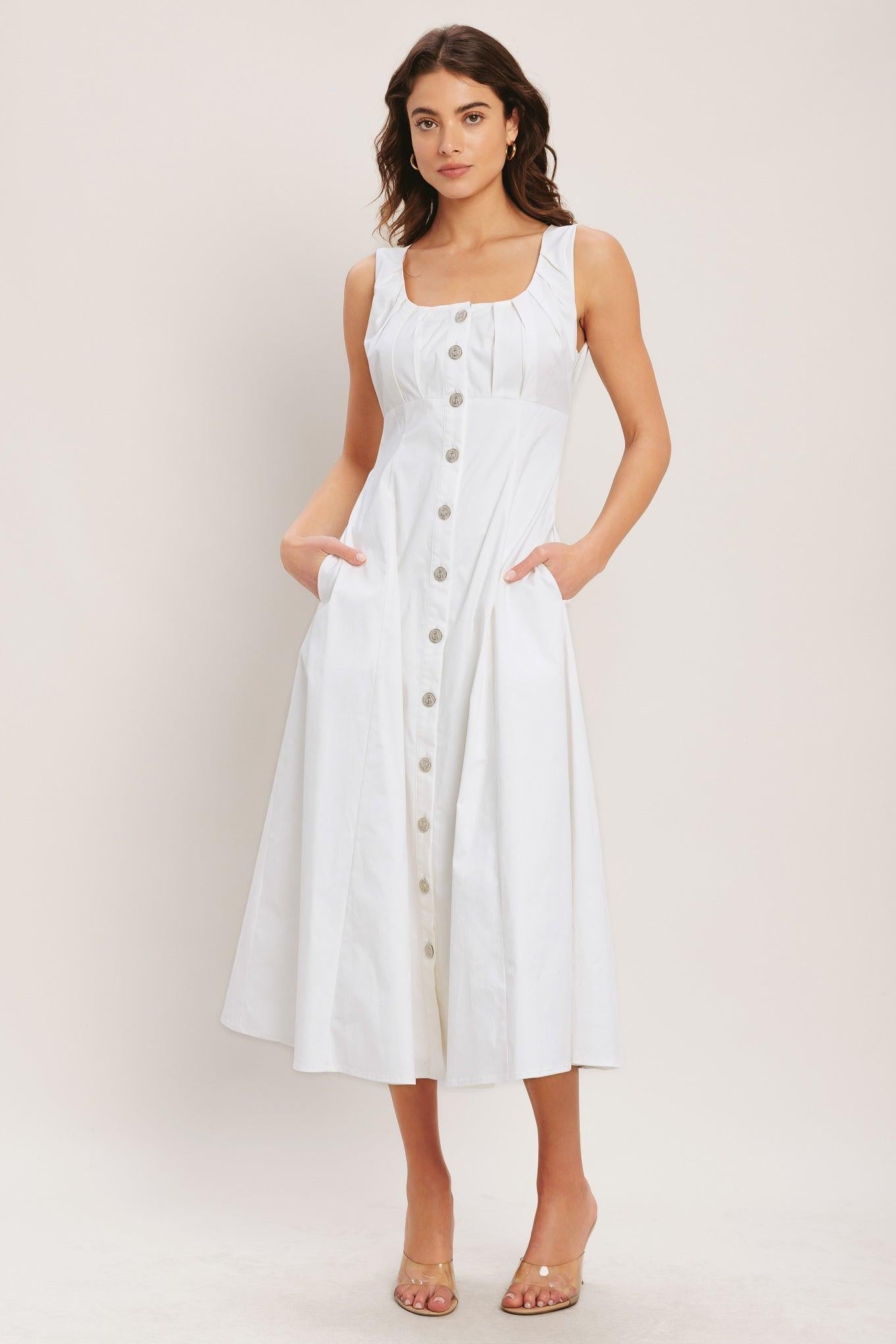 SEASIDE BRUNCH WOVEN MIDI DRESS - Glamourous Grace