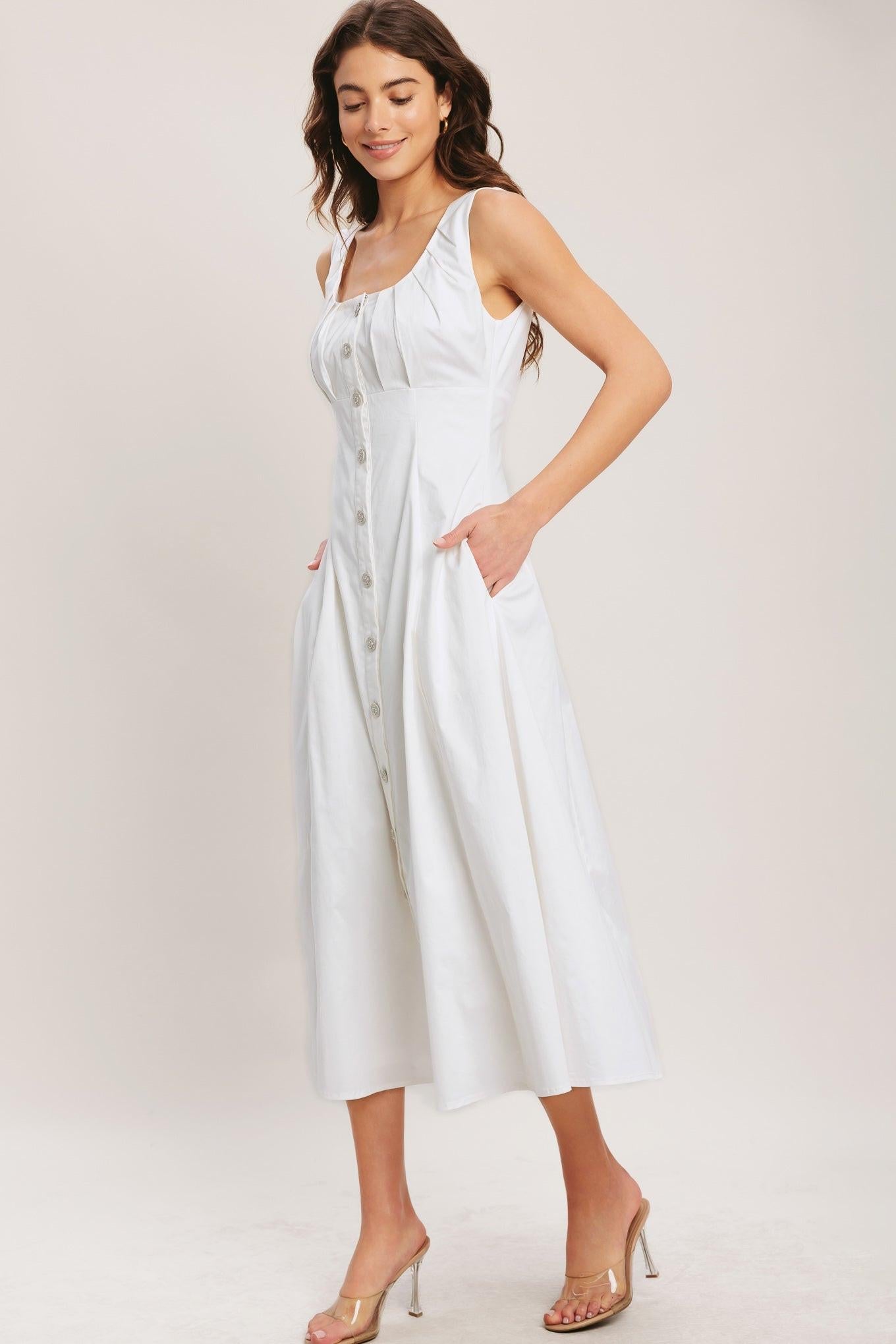 SEASIDE BRUNCH WOVEN MIDI DRESS - Glamourous Grace