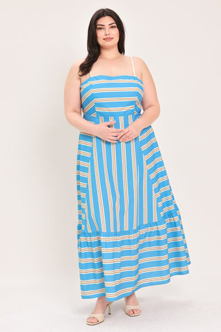BREEZE STRIPE WOVEN MIDI DRESS - Glamourous Grace