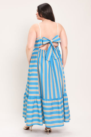 BREEZE STRIPE WOVEN MIDI DRESS - Glamourous Grace