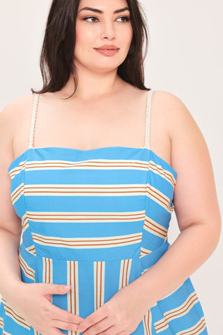 BREEZE STRIPE WOVEN MIDI DRESS - Glamourous Grace