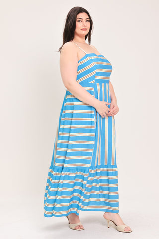BREEZE STRIPE WOVEN MIDI DRESS - Glamourous Grace