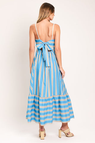 BREEZE STRIPE WOVEN MIDI DRESS - Glamourous Grace