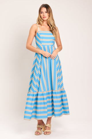 BREEZE STRIPE WOVEN MIDI DRESS - Glamourous Grace