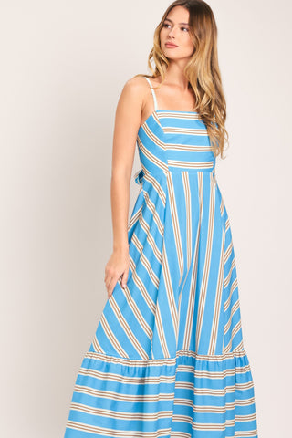 BREEZE STRIPE WOVEN MIDI DRESS - Glamourous Grace
