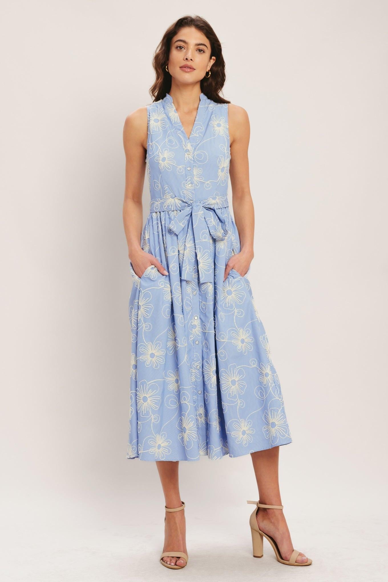 SUMMER SKETCH FLORA WOVEN MIDI DRESS - Glamourous Grace