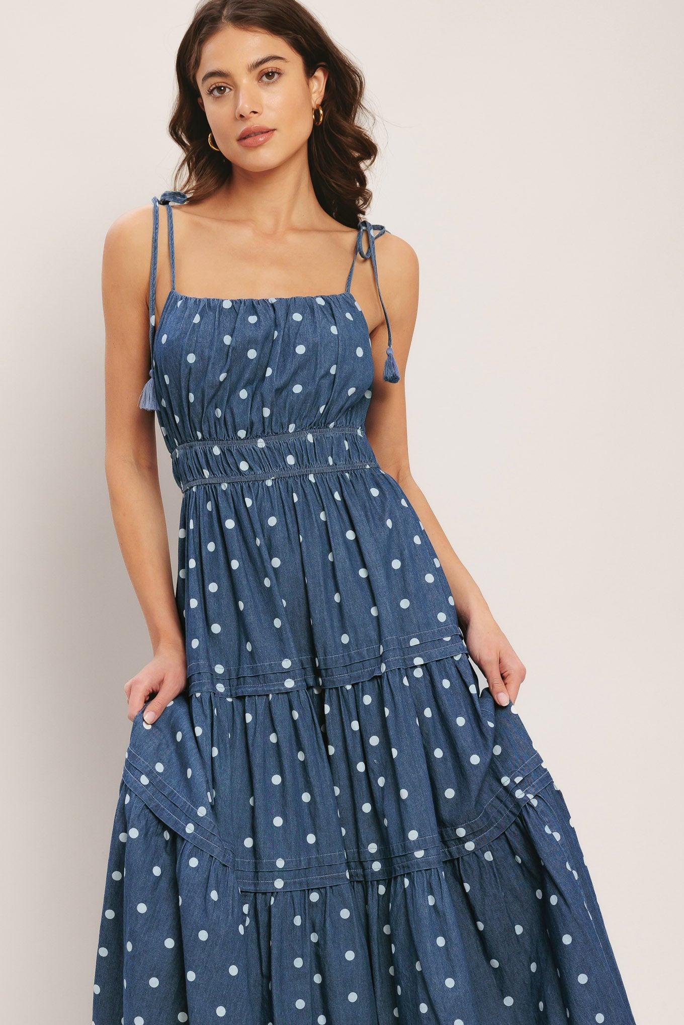 NAUTICAL DOT DENIM MIDI DRESS - Glamourous Grace
