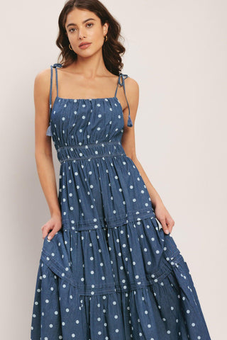 NAUTICAL DOT DENIM MIDI DRESS - Glamourous Grace