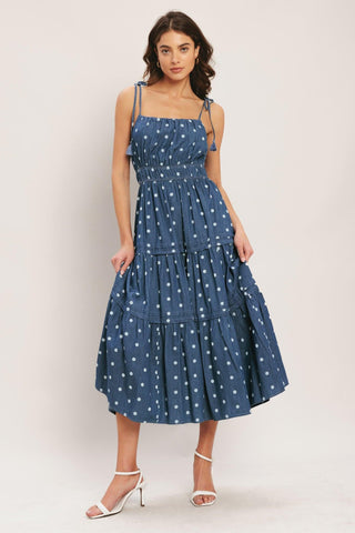 NAUTICAL DOT DENIM MIDI DRESS - Glamourous Grace