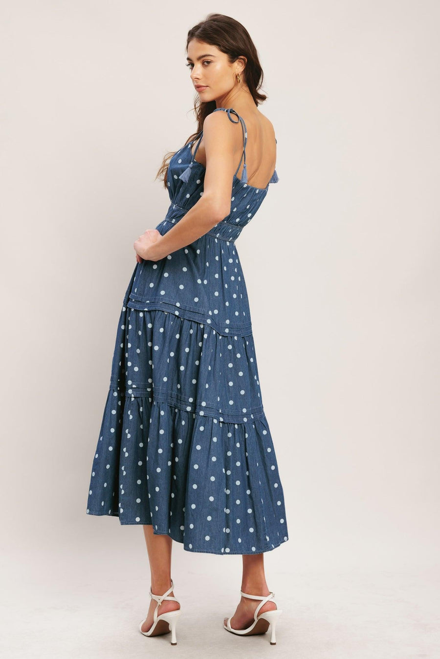 NAUTICAL DOT DENIM MIDI DRESS - Glamourous Grace