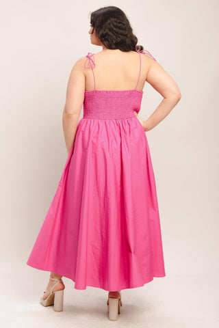 PRETTY IN PINK WOVEN MIDI DRESS - Glamourous Grace LLC