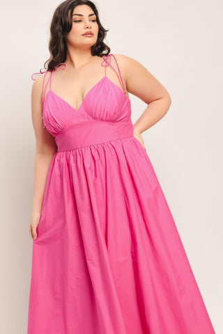 PRETTY IN PINK WOVEN MIDI DRESS - Glamourous Grace LLC