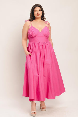 PRETTY IN PINK WOVEN MIDI DRESS - Glamourous Grace LLC